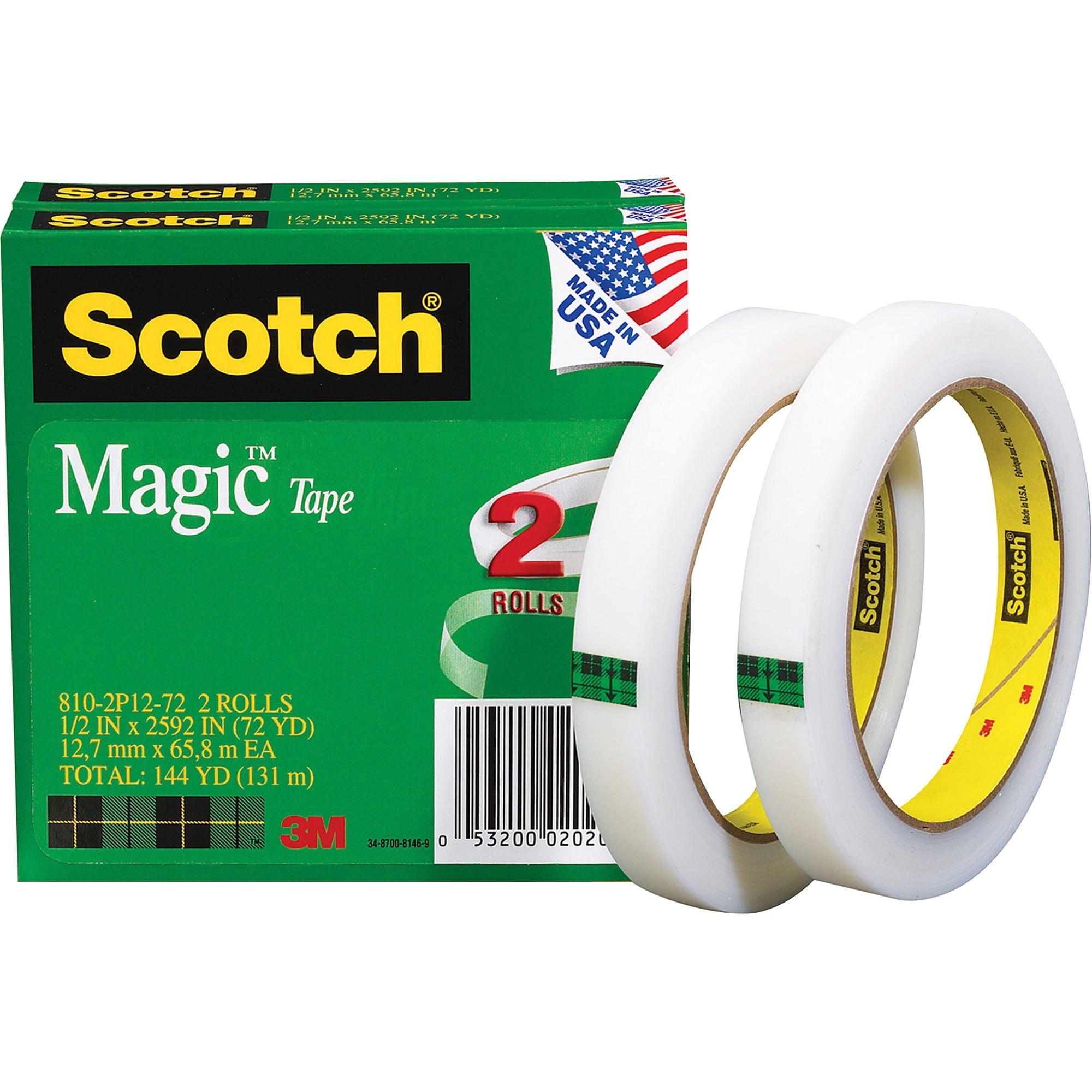 Scotch, MMM8102P1272, Invisible Magic Tape, 2 / Pack, Matte Clear