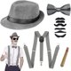 thumbnail image 1 of Accesorios para hombres de los años 20 YANSION disfraz de gánster con tirantes elásticos sombrero panameño, 1 of 6