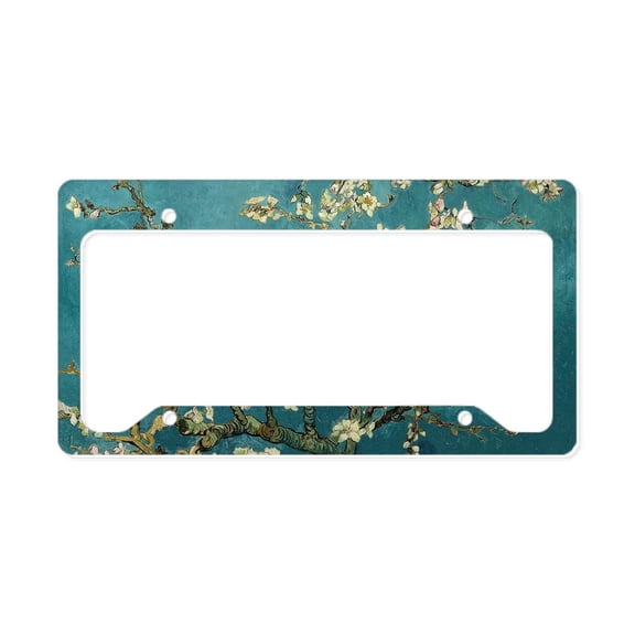 CafePress - Van Gogh Almond Branches In B License Plate Holder - Aluminum License Plate Frame, License Tag Holder