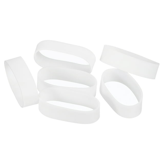 150Pcs Bandas de goma de silicona, anillos de bandas de goma de 6mm x 17.5mm, ataduras de cable para envolver cordones, envolturas blancas