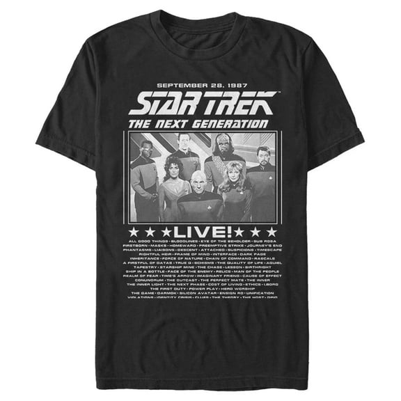 Men's Star Trek: The Next Generation Concert Poster  Graphic Tee Black 2X Large