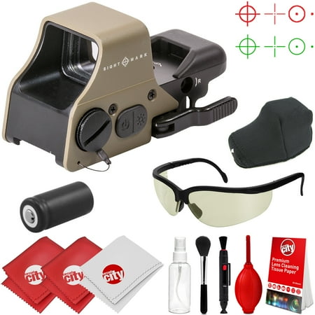 Earth Dots - Sightmark Ultra Shot Plus Reflex Dark Earth Red/Green Dot Sight w/ Tinted Ballistic Glasses and Cleaning Kit (SM26008DE)