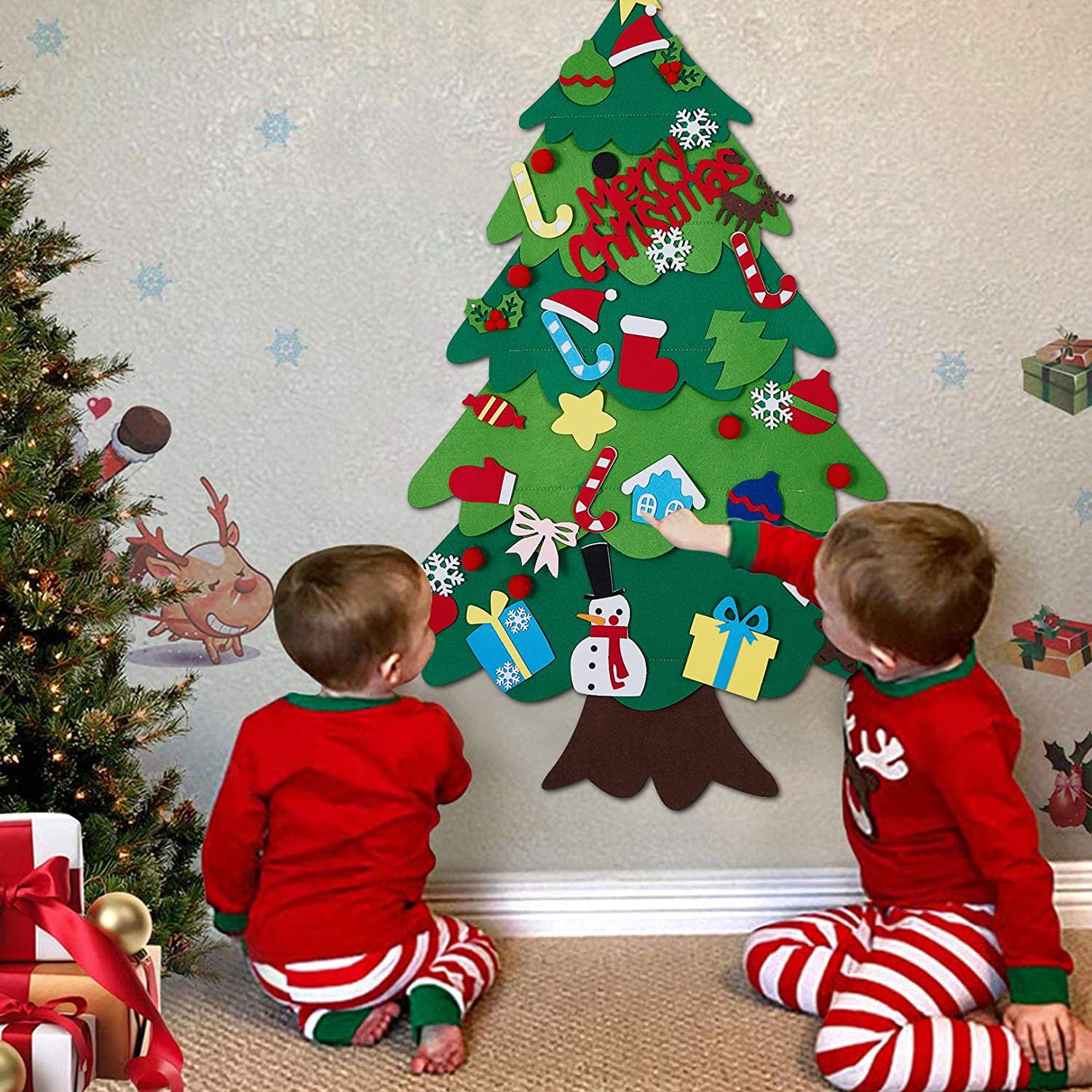 Kids DIY Felt Christmas Tree Decoration Snowman Ornaments Children New Year Gift 