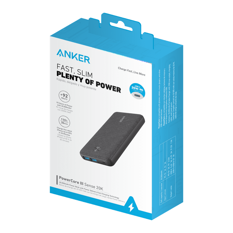 Anker Portable Charger 20000mAh Power Bank 2-Port Battery Pack |PowerCore  Essential 20K|Black