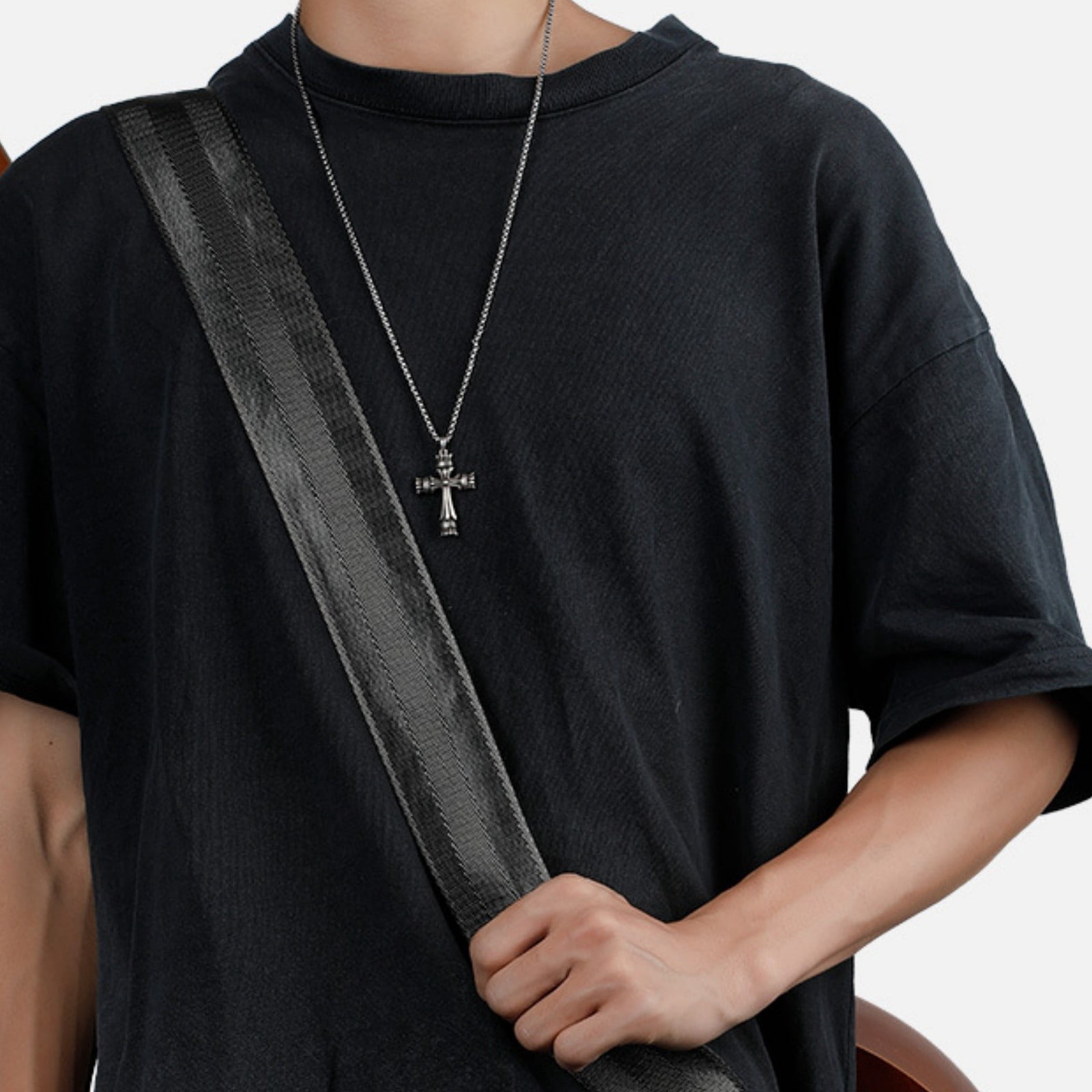 Adjustable Nylon Guitar Strap with Leather Ends for Acoustic Electric Bass & Ukulele, Solid Color Shoulder Strap