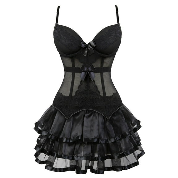 Clothing Womens Corset Dresses Bustier Skirt Tutu Gothic Lace Set Strapless for Elegant