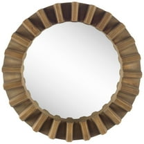 Mercana Sprocket 26" Round Brown Wood Frame Mirror
