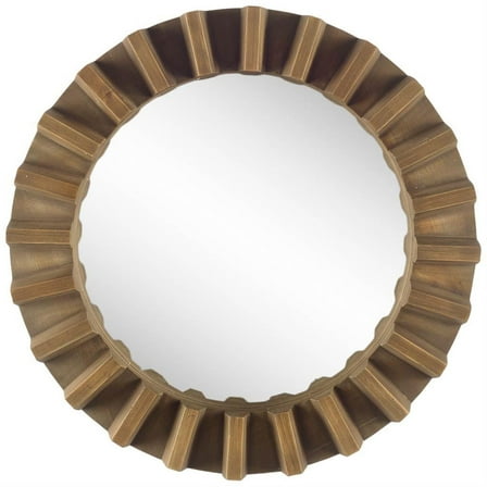 Mercana Sprocket 26" Round Brown Wood Frame Mirror