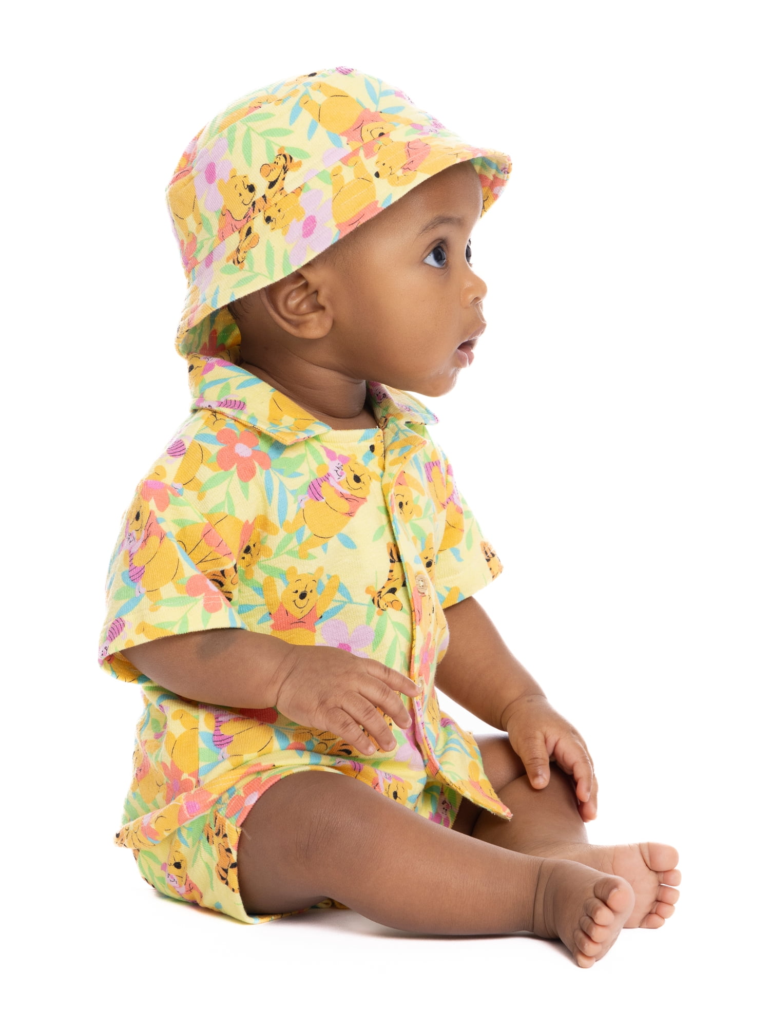 Winnie the Pooh Baby Boys Resort Short Set with Matching Hat, 3-Piece, Sizes 0M-24M