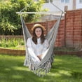 thumbnail image 2 of Bathonly Outside Handwoven Cotton Rope Hammock Chair with Metal Spreader Bar, Boho Hanging Chair., 2 of 8