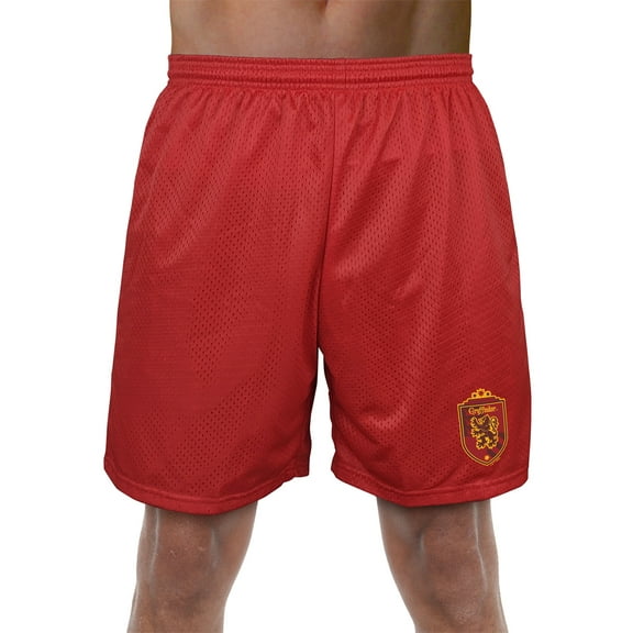 Harry Potter Gryffindor Plaid Sigil Mens Lined Mesh Shorts, Red, X-Large