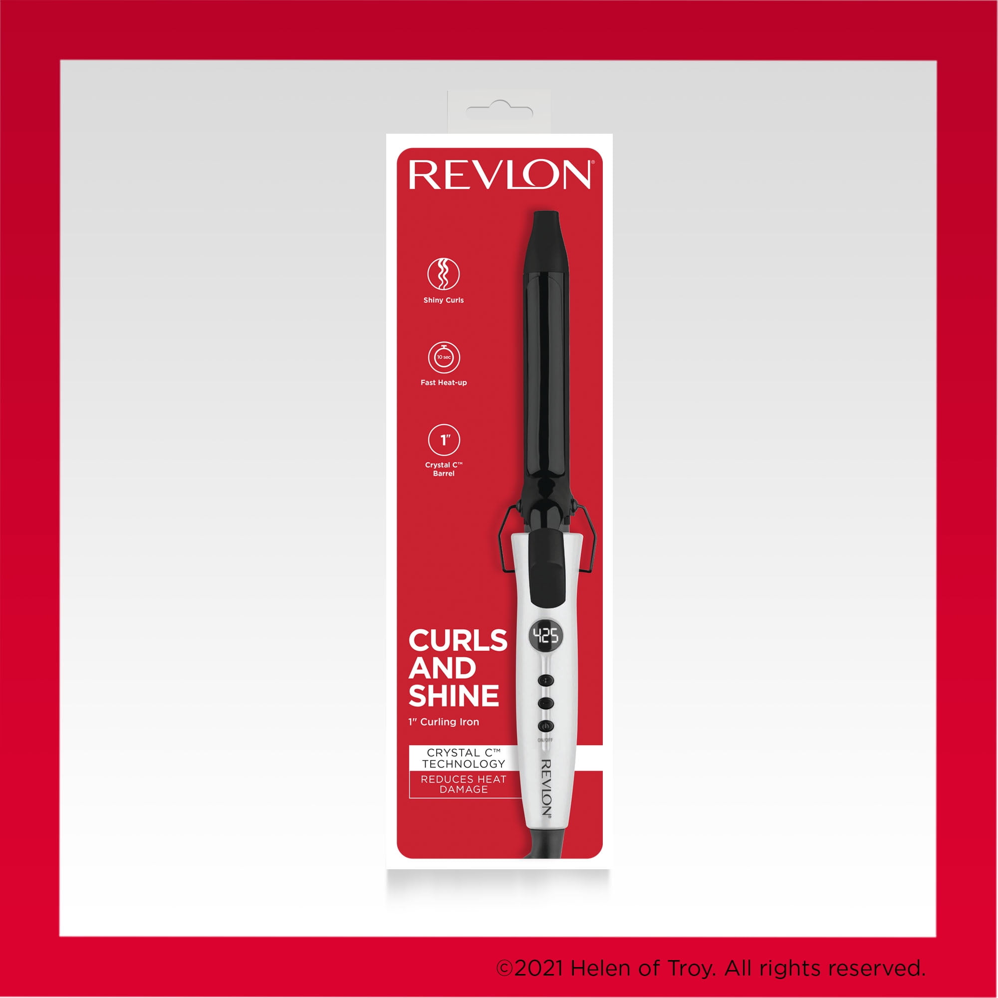Revlon Crystal C + Ceramic 1" Curling Iron, White