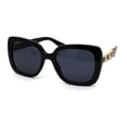 thumbnail image 1 of Womens Animal Print Arm Mod Rectangular Plastic Sunglasses Black Leopard, 1 of 4