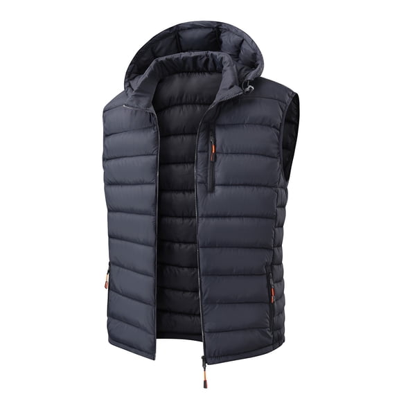IROINNID Mens Hooded Quilted Puffer Vest Full Zip Lightweight Sleeveless Winter Jacket with Zippered Chest and Side Pockets Outdoor Casual Gilet for Daily Wear