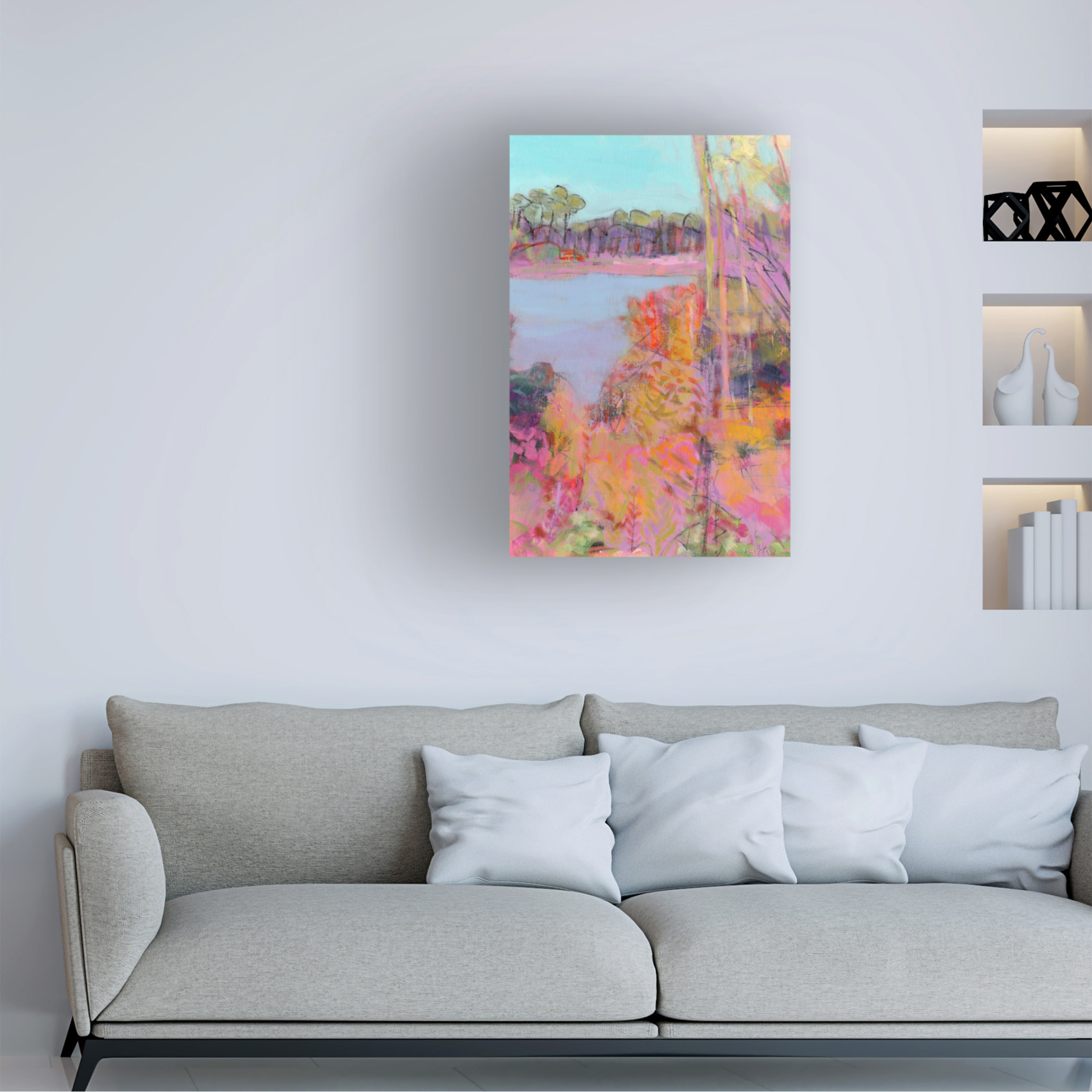 Canvas Wall Art - Chrissie Havers 'Autumn Colours Around A Pond' Wall Art for Living Room, Bedroom, or Office Décor by Trademark Fine Art - 16 x 24 Inches