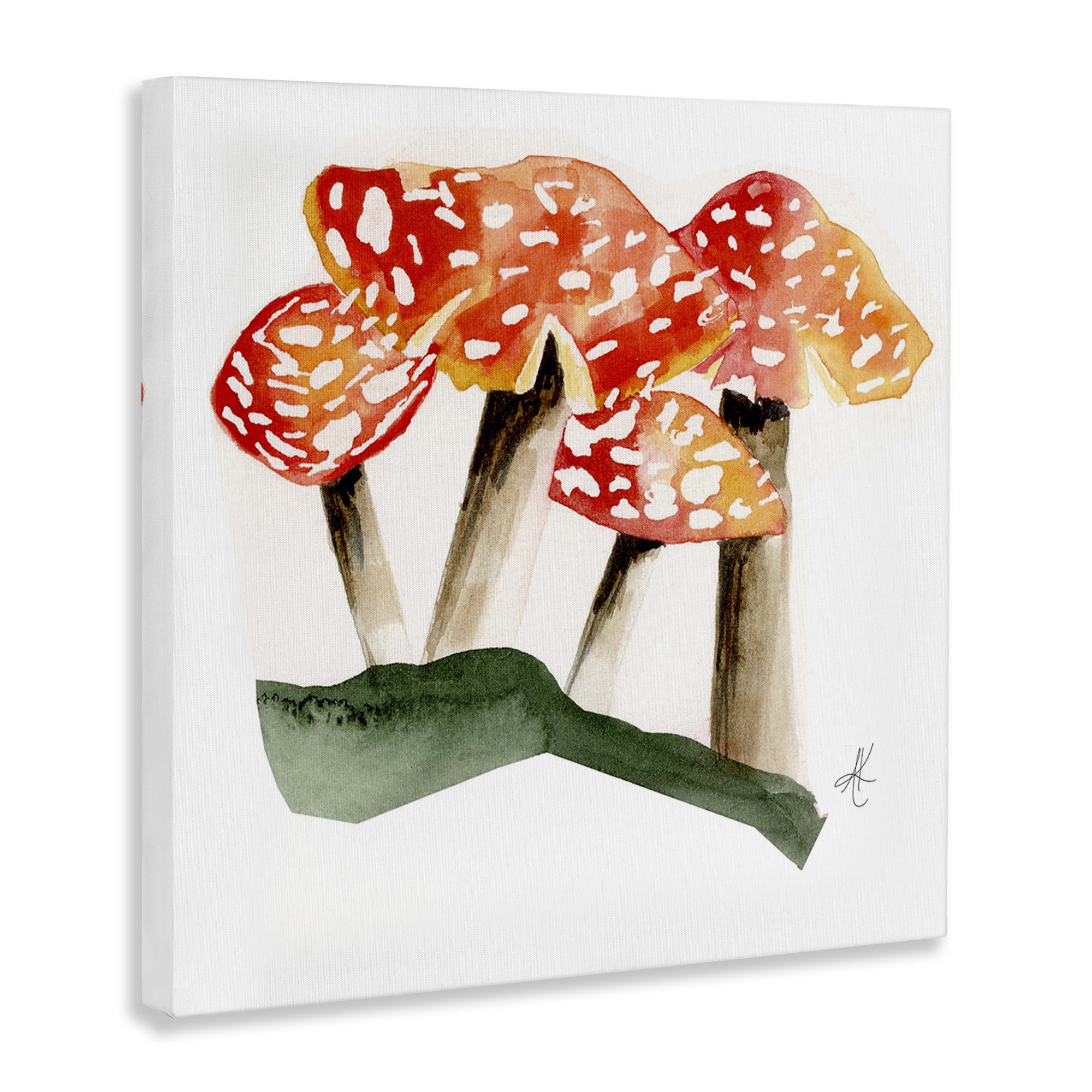 Stupell Industries Dotted Red Mushrooms Plants & Flowers Painting Wrapped Canvas Art Print Wall Art, 17 x 17