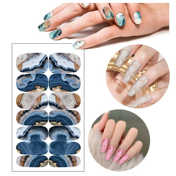 3D Glitter Art Nail Stickers Self- Full Coverage Wraps With Polish For Effortless Fashion Manicure Designs