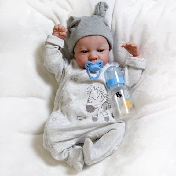 Real Life Reborn Newborn Boy Doll Vinyl Silicone Handmade 18inch Lifelike Dolls Soft Cloth Body Gift