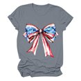 thumbnail image 1 of Tops Cortos para las Mujeres, Cuello Redondo de Manga Corta Impresa Por el Arco Del Día de la Independencia Hecha de 95% Poliéster 5% Spandex para Primavera Verano, Primavera de las Mujeres, 1 of 4