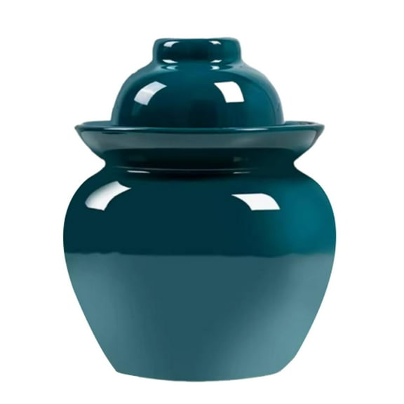 Ceramic Kimchi Jar for Pickles, Traditional Chinese Retro Porcelain Pickle Jar, with Water Seal, Airlock Lid, Food Storage Container