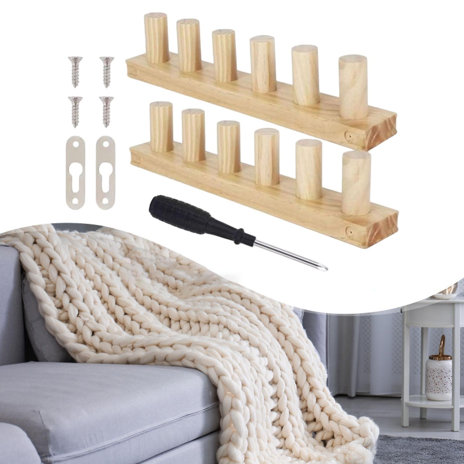 Wooden Knitting Loom Kit Weaving Loom Chunky Yarn Blanket Adjustable Wooden Frame for Beginners and Hobbyists
