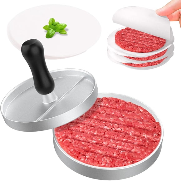 Prensa para Hamburguesas,Prensa para Carne,Molde para Hamburguesa, Incluye 100 Hojas de Papel de Aceite