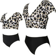 Leopard Printing Matching Family Bathing Suits Beach Bikini Comfortable Matching Family Bathing Breathable Parent-child Swimsuit