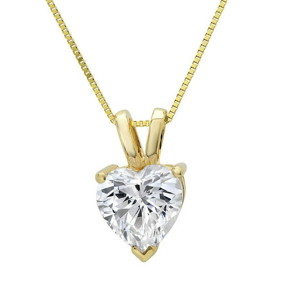 2 Ct Heart Cut Lab-Created Diamond Heart Shape Necklace Yellow Gold Plated