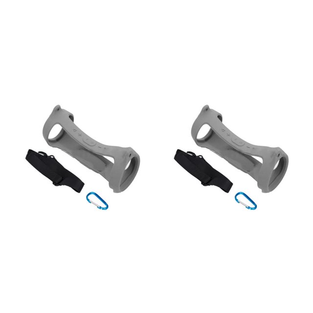 Toystoory Estuche de altavoz Funda de silicona con correa Mosquetón Funda de almacenamiento a prueba de golpes Gris-plata 2Conjunto