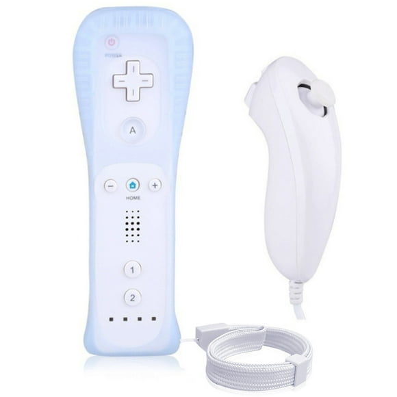 1 Pack Wii Remote and Nunchuck Controllers Controller Come with Silicon Case and Wrist Strap Gamepad for Nintendo Wii and Wii U Video Game