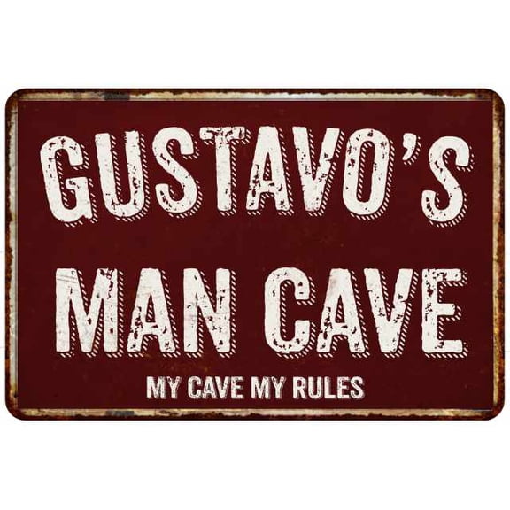 GUSTAVO'S Man Cave Red Grunge Sign Metal 8x12 Decor 208120003407