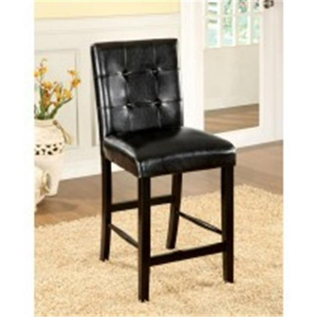 Furniture Of America IDF-3188BK-PC Atlas IV Black Leather Parson Counter Height Chair - 2 Pack