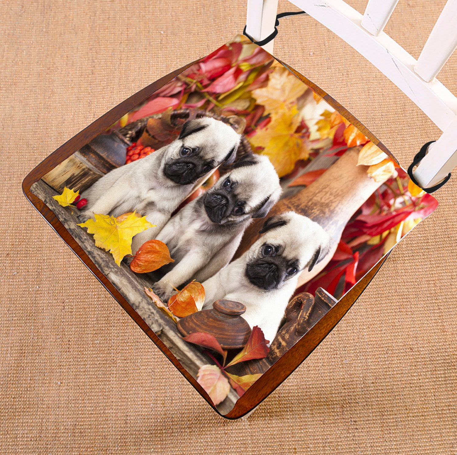 PHFZK Animal Chair Pad, Cute Pug Dog Seat Cushion Chair Cushion Floor