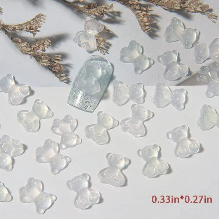 Bear Nail Art Charms, 3D Cute Gummy Bear Nail Charms for Acrylic Nails  Supplies Pink Purple Blue Gold 4 Color Bear Nail Art Rhinestone Change  Color in Sunlight DIY Manicure Decoration 100pcs 