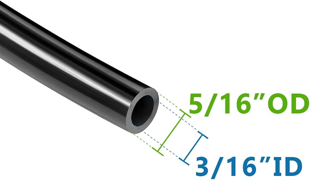 FRKSMD-Pneumatic PU Tubing, 5/16"OD Hose PU Polyurethane Air Hose Tube Line for Air Compressor Water Fluid Transfer Black (32.8 ft)