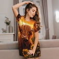 thumbnail image 3 of Uemuo Vintage Sunflower Cow B Pattern Women’s Nightdress – Casual Sleep Shirt, Soft Relaxed Fit Short-Sleeved Cotton Sleepwear for Home, Bedtime, and Lounging, 3 of 6