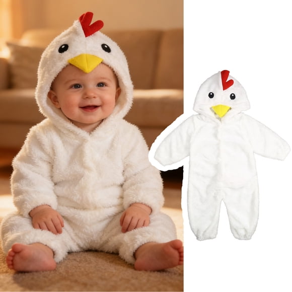 Baby Easter Outfit for Boy Girl Long Sleeve Chicken Costume Romper Bodysuits with Hooded Baby Girl Clothes 18-24 Months