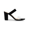 thumbnail image 3 of BLISSFUL STEP Women's Dual Clear Strap Block Heels Mules Slides Sandals Black 10, 3 of 7