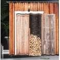 thumbnail image 4 of Ambesonne Rustic Shower Curtain, Barn with Firewood Rural, 69"Wx75"L, Orange Brown, 4 of 5