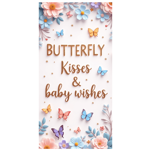Floral Design Butterfly Baby Shower Banner Garden Theme for Baby Shower Party Decoration Event