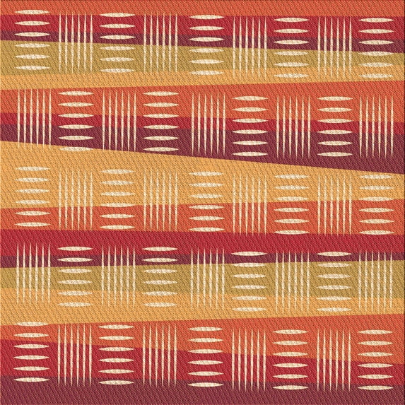 Ahgly Company Indoor Square Patterned Cantaloupe Orange Area Rugs, 5' Square