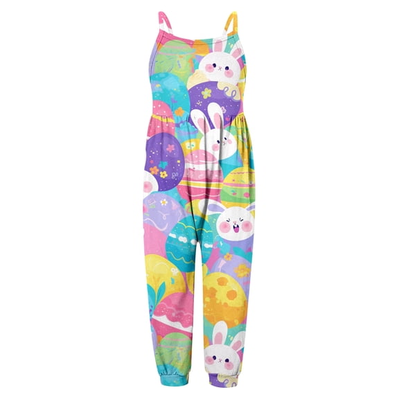 Girls Easter Romper Toddler Girl Jumpsuits Rompers Loose Casual Overalls with Side Pockets Tween Girls Trendy Clothes 4T