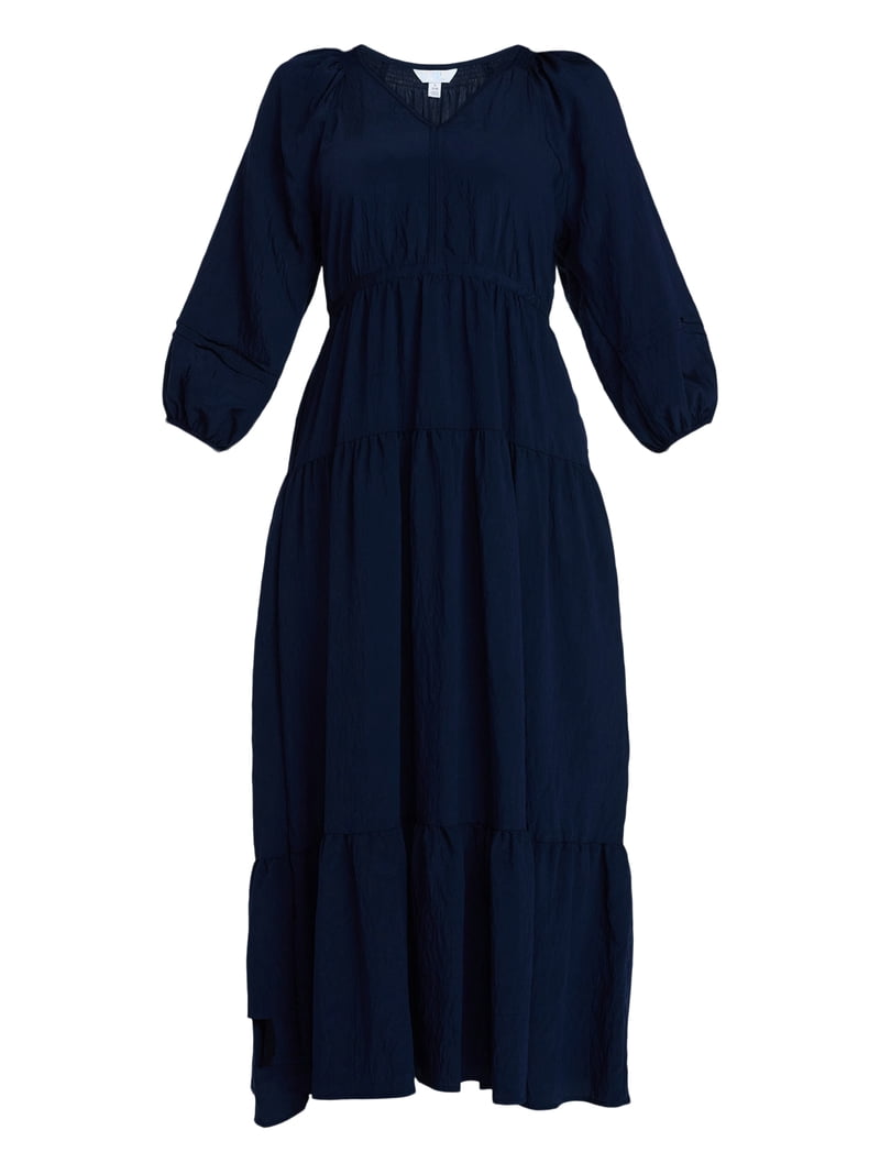 time and tru women's tiered cotton poplin dress Time and Tru Women's Tiered Cotton Poplin Dress