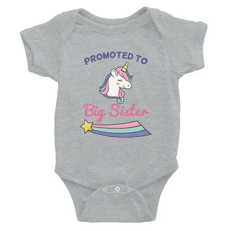 

Promoted To Big Sister Baby Bodysuit Gift Grey For Baby Shower