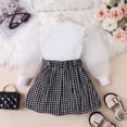 thumbnail image 4 of Baby Girl Clothes Skirt Outfits Set 2PCS Shirt Top Plaid Mini Skirt Outfits Set Dress Outfit Baby Boy Girl Winter Essentials for Toddler Kids 5-6 Years, 4 of 9
