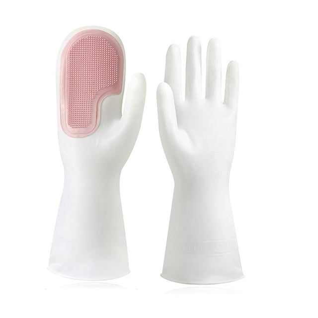 Bearachild 1 par de guantes para lavar platos, fregador de manos, manoplas de esponja reutilizables para alimentos, herramientas resistentes al calor, Suministros de limpieza para el hogar Rosa Bearachild HA061276-01B
