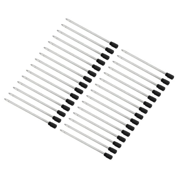 Uxcell 0.6mm Pen Ink Refill, 30 Pcs Ballpoint Refill Medium Point Metal Compatible Replacement for Writing Office, Black