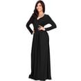 thumbnail image 4 of KOH KOH Long Sleeve Modest Fall Winter Evening Flowy Empire Waist Full Floor Length Cocktail Formal Tall Maxi Dress For Women Gown Abaya Black X-Large US 14-16 GMD001, 4 of 6