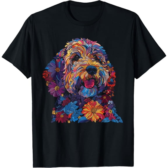 Simple Fit Goldendoodle Dog Lover Vintage Flower Golden Doodle Mom Dad T-Shirt