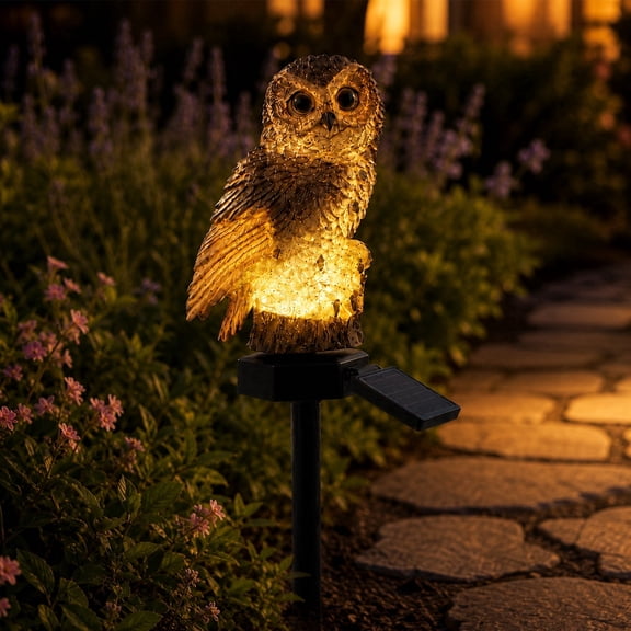 EHXS Solar Owl Garden Lights, LED Warm White Outdoor Stake Lights for Yard, Garden, Pathway, Patio and Backyard Decor, 1 Pc